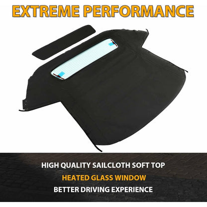 Soft Top for 1998-2004 Chevy Chevrolet Corvette C5 Convertible Top Black Sailcloth Vinyl with Heated Glass Window