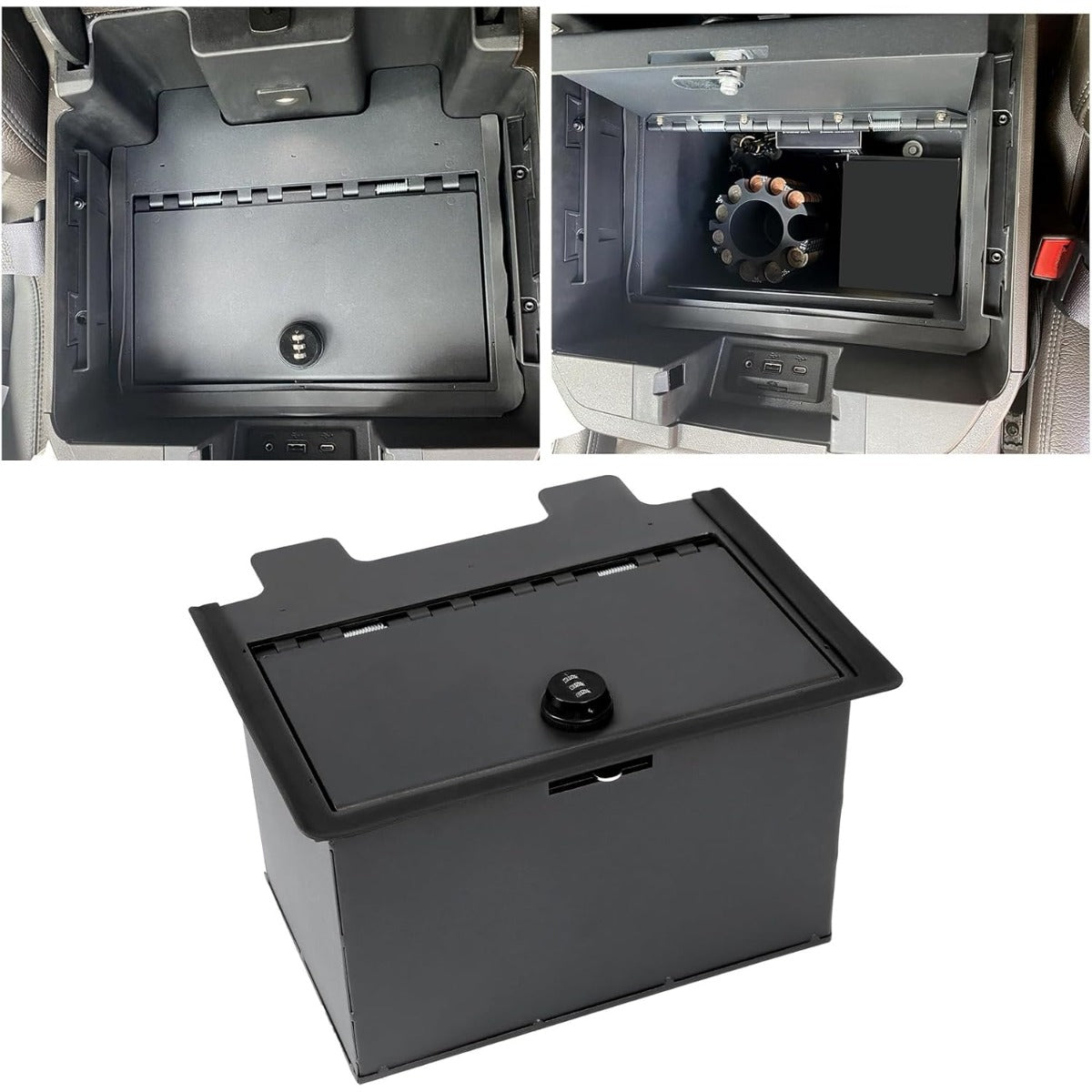 KUAFU Center Console Safe Gun Box Compatible with 2019-2023 Chevy Chevrolet Silverado GMC Sierra 1500 2500 3500 Replacement for 84081567 Console Organizer Locking Storage with 3-Digit Combo Password