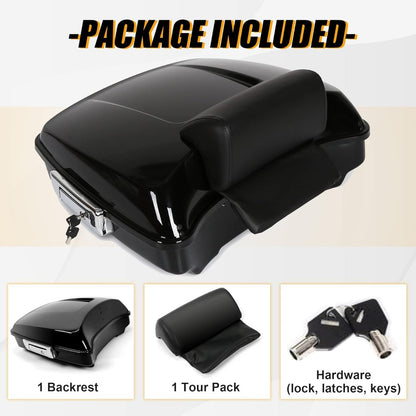 5.5inches Razor Motorcycle Trunk Luggage w/Backrest Compatible with 2014-2024 Harley Davidson Touring Models Trunk Tail Box DTS