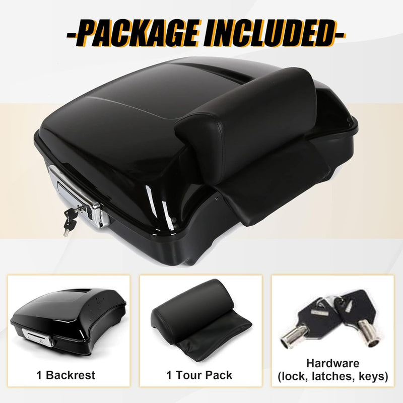 5.5inches Razor Motorcycle Trunk Luggage w/Backrest Compatible with 2014-2024 Harley Davidson Touring Models Trunk Tail Box DTS