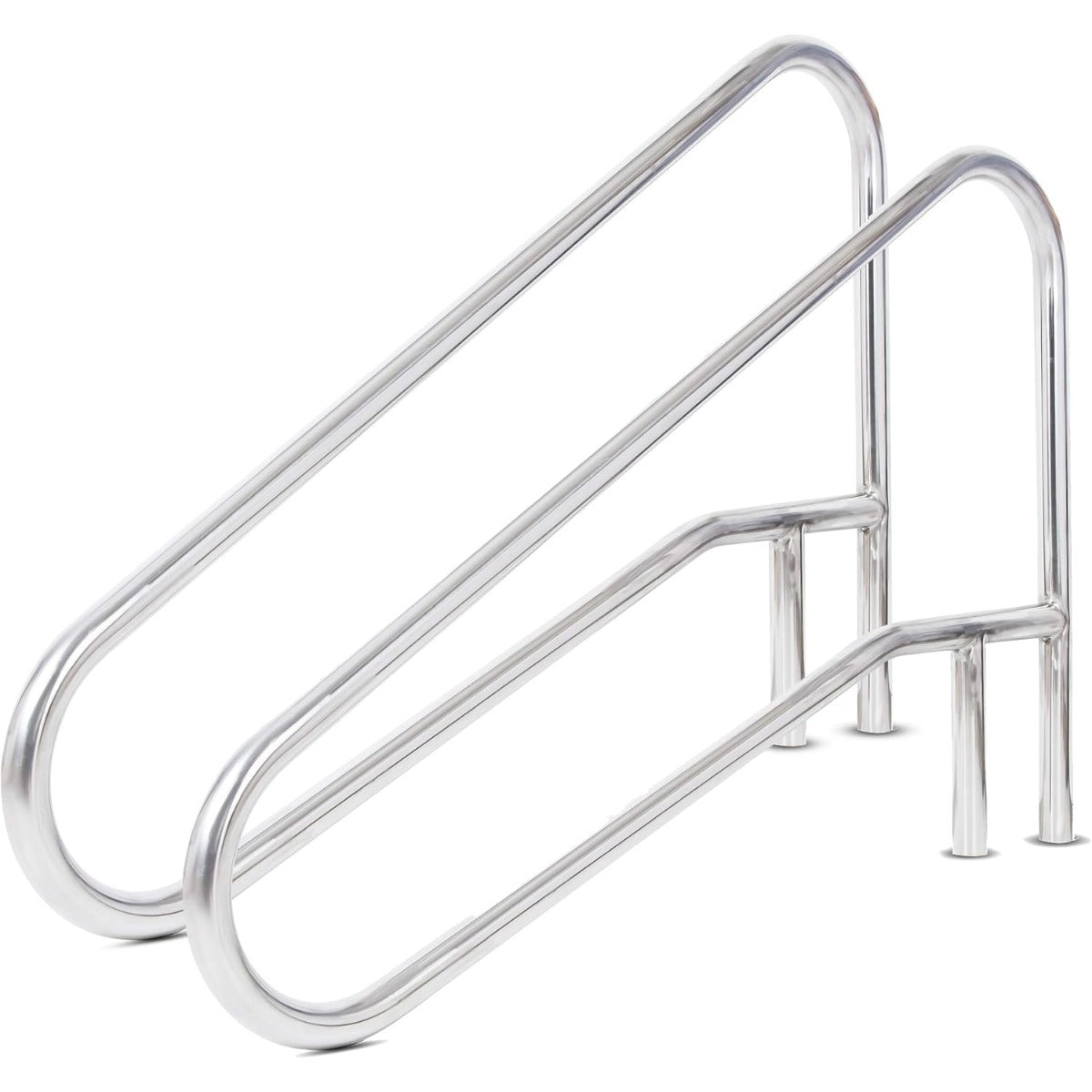 ECOTRIC Pool Handrail Swimming Pool Stair Rail 49-3/8"X35-3/8 304 Stainless | Steel Deck Mounted Cross Brace 300Lbs Load Capacity