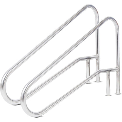 ECOTRIC Pool Handrail Swimming Pool Stair Rail 49-3/8"X35-3/8 304 Stainless | Steel Deck Mounted Cross Brace 300Lbs Load Capacity