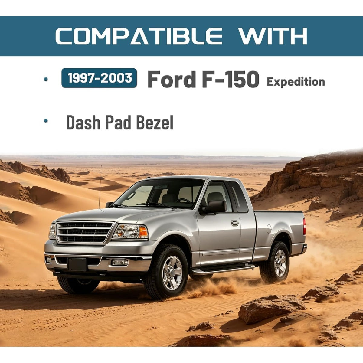 Dash Board Cover Compatible with 1997-2003 Ford F150 Expedition ABS Plastic Graphite Dash Pad Bezel