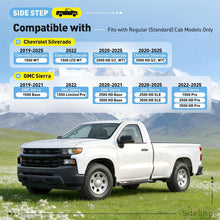 Running Board Side Step Compatible with 2019-2025 Chevrolet Chevy Silverado & GMC Sierra 1500 2500 HD 3500 HD Regular Cab 6" Step Bars 450LBS Black