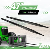 Load image into Gallery viewer, 47&quot; Hay Bale Spear Pair 3000 lbs Capacity Fit for Skid Steer Tractors Loaders Buckets Cranes Bale Quick Attach Spike Forks Black Steel Powder Coated
