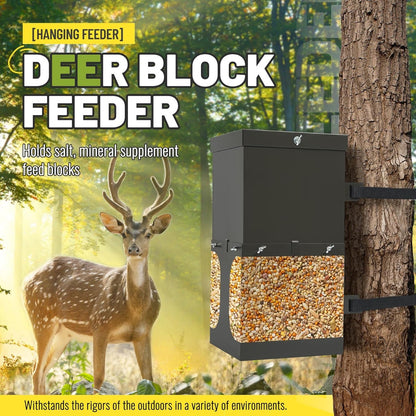 Kojem Steel Deer Block Feeder Hanging Holds Salt Mineral Supplement Feed
