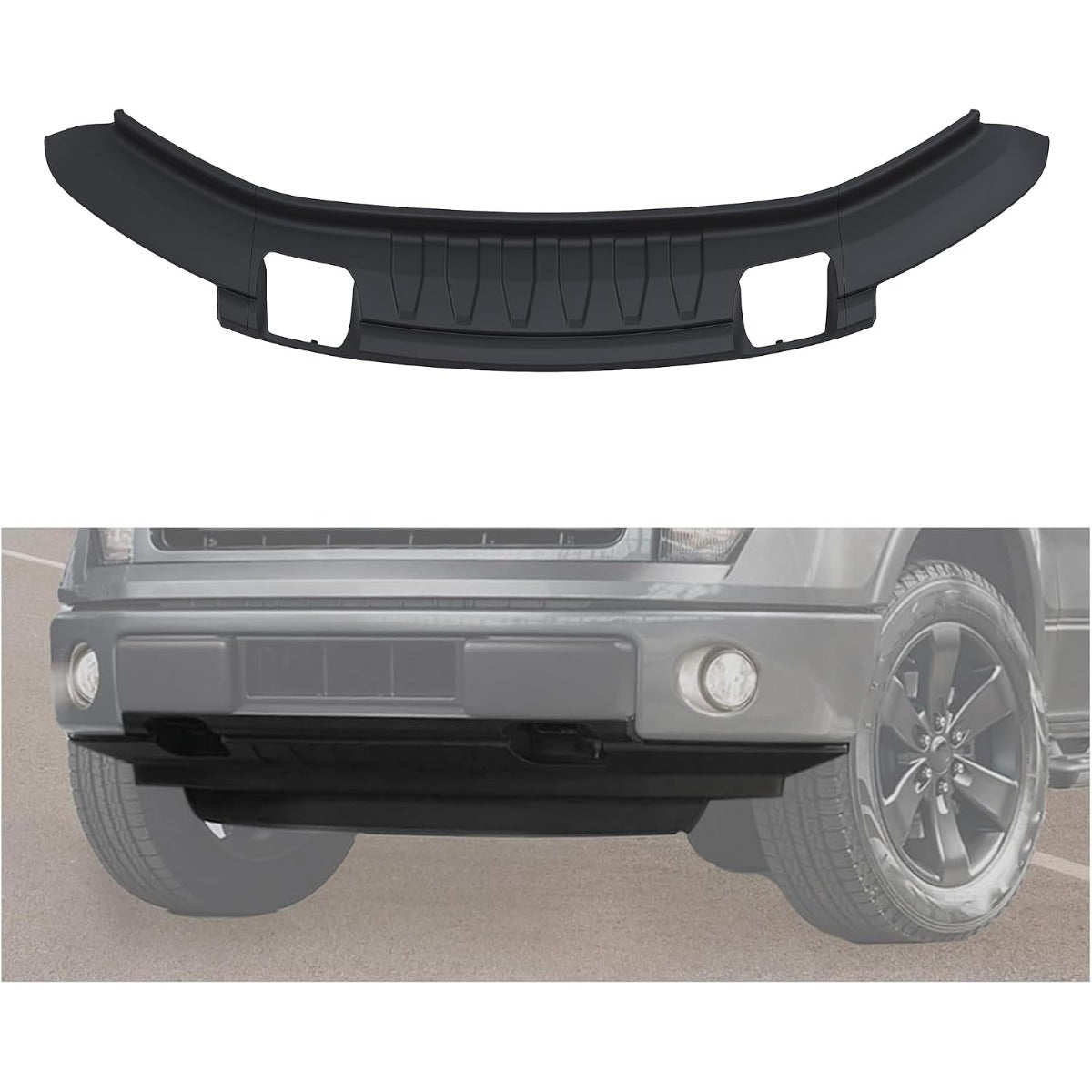 HECASA Front Bumper Lower Valance Compatible with 2009-2014 Ford F-150 4WD with Fog Light Holes Replacement for 9L3Z17626B FO1095228 3PCS Air Dam Deflector Valance Panel Textured Black