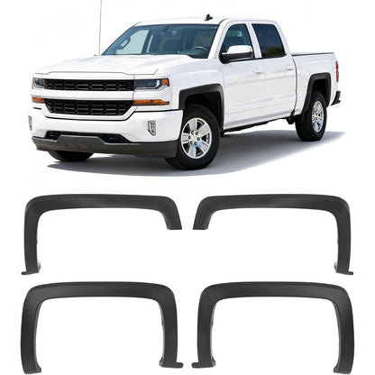 4Pcs Fender Flares Compatible with 2014-2019 Chevy Silverado | Compatible with 2014-2019 Chevy Chevrolet Silverado 1500/2500 HD/3500 HD 6.5' & 8' Bed Not For Dually Models Wheel Arch Cover