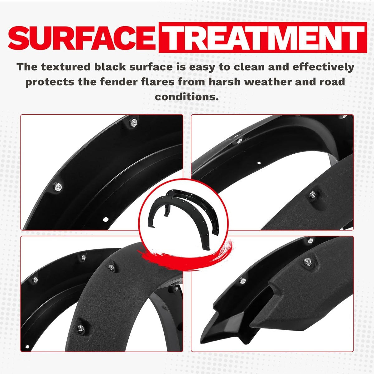 Fender Flares Compatible with 2009-2010 Dodge Ram 1500/2011-2018 Ram 1500/2019-2023 Ram 1500 Classic Fleetside, Truck Wheel Flares Wheel Cover Textured Black Rivet Style 4Pcs LYAP-247