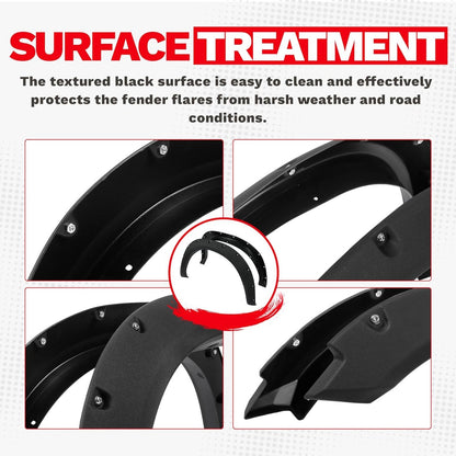 Fender Flares Compatible with 2009-2010 Dodge Ram 1500/2011-2018 Ram 1500/2019-2023 Ram 1500 Classic Fleetside, Truck Wheel Flares Wheel Cover Textured Black Rivet Style 4Pcs LYAP-247