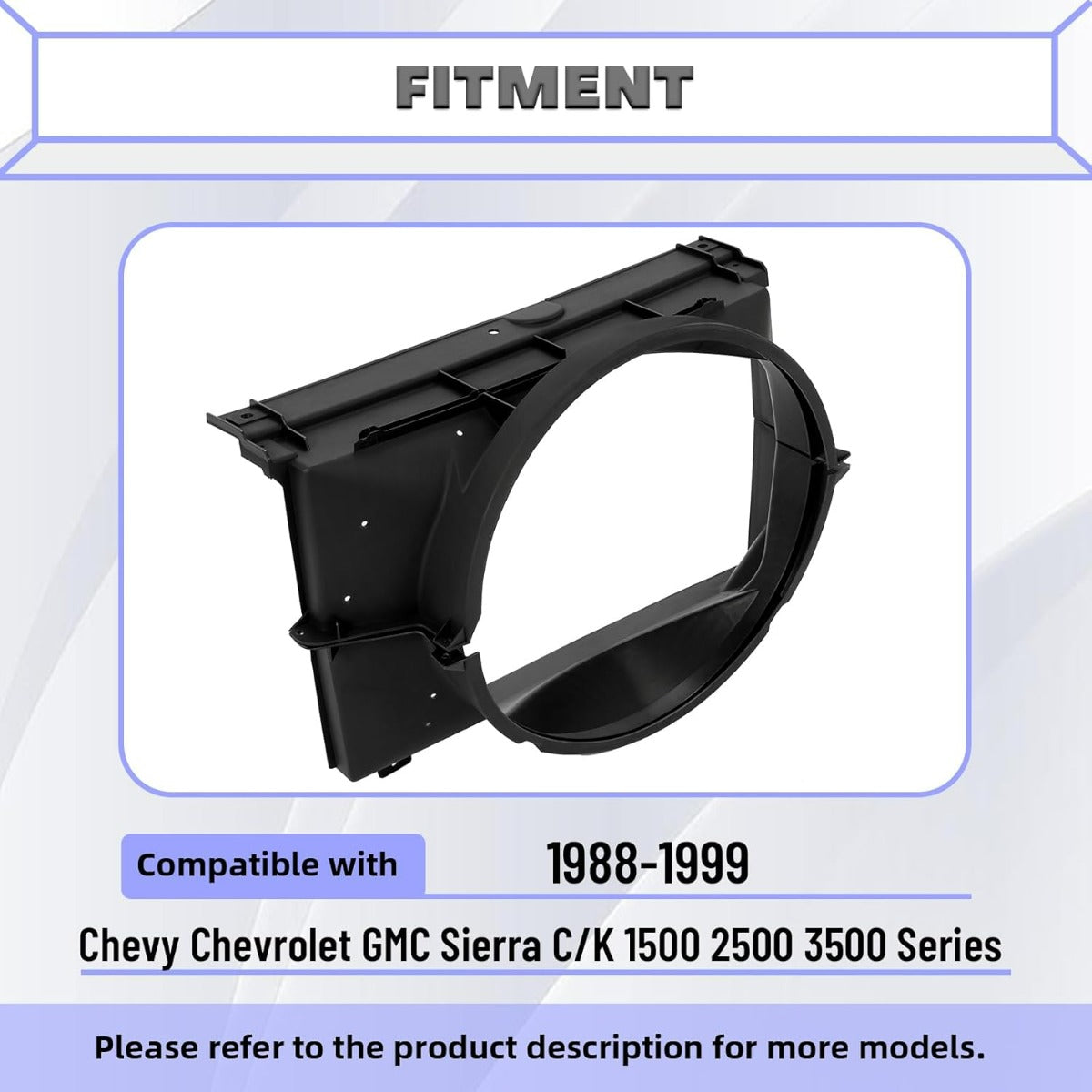 Fan Shroud Compatible with 1988-1999 Chevy Chevrolet GMC Sierra C/K 1500 2500 3500 Series Replacement for 15739589 GM3110116 15696691 GM3110117 Front Upper & Lower Radiator Fan Shroud Black LYAP-939-1