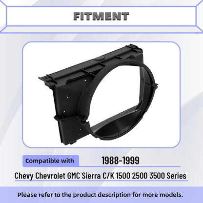 Fan Shroud Compatible with 1988-1999 Chevy Chevrolet GMC Sierra C/K 1500 2500 3500 Series Replacement for 15739589 GM3110116 15696691 GM3110117 Front Upper & Lower Radiator Fan Shroud Black LYAP-939-1