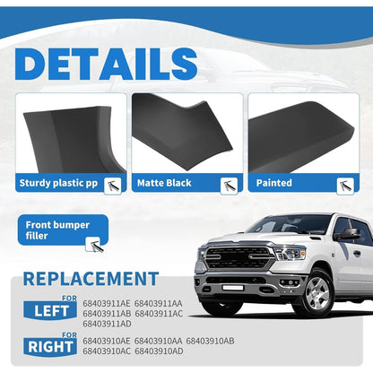 KUAFU Bumper End Filler Panel Kit Compatible with 2019-2024 Ram 1500 Matted