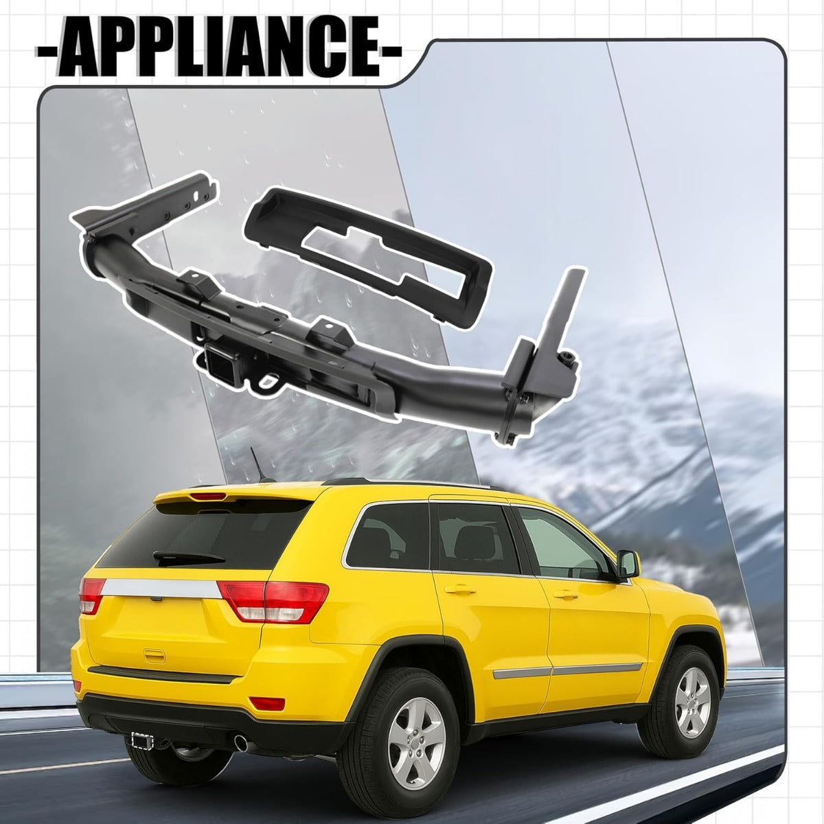 Class IV Trailer Hitch Receiver and Bezel Compatible with 2011-2022 Jeep Grand Cherokee Replacement for 82212180AC 82212180AD 3 Stages 2-inch Square Receiver (You Will Receive 2 Packages) LYAM-341-1+LYAM-341-3