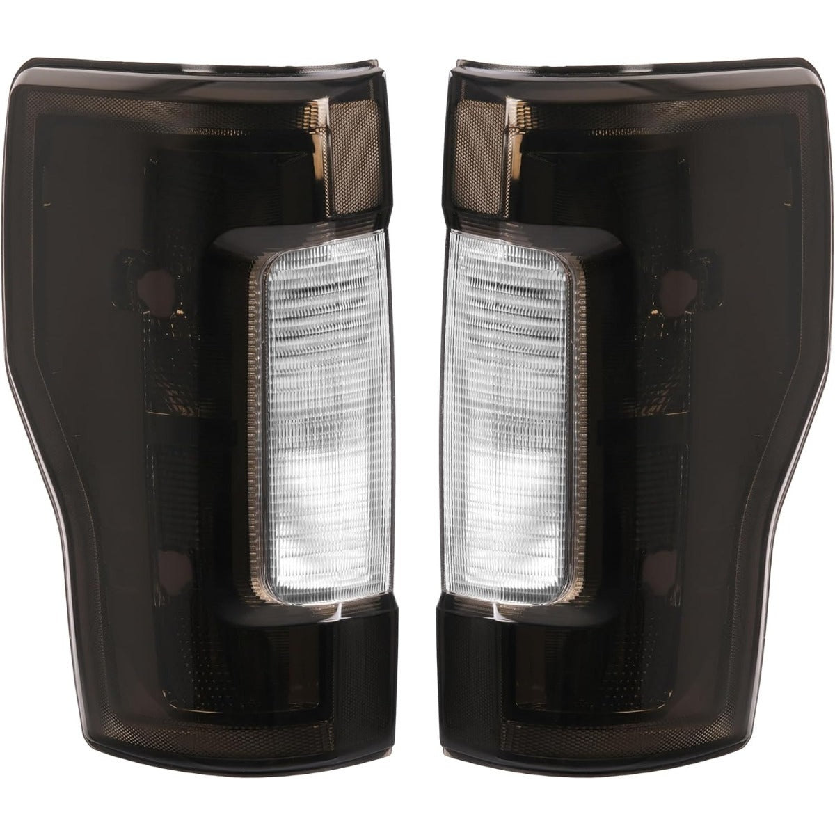 HECASA Pair Tail Light Compatible with 2017-2019 Ford F250 F350 F450 Super Duty Pickup Truck Replacement for FO2800256 FO2801256 Tail Rear Lamp w/o Blind Spot Smoke Lens Chrome Housing LH&RH