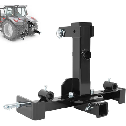 3 Point Hitch Receiver Universal Compatible with Category 1 Tractors Trailer Gooseneck Drawbar Receiver w/Spear Holes Black Steel Powder Coated