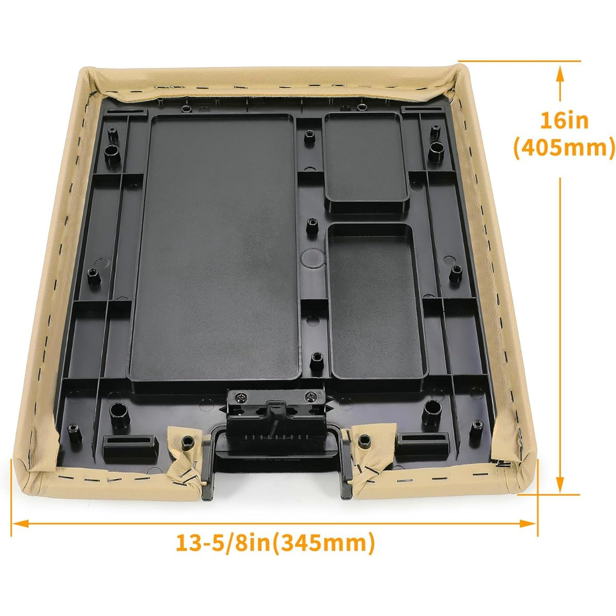 KUAFU Center Console Lid Compatible with 2007-2014 Chevy Chevrolet Silverado Avalanche Suburban Tahoe GMC Sierra Yukon Replace for 20864151 924-810 Seat Armrest Cover with Latch Plastic Leather Brown
