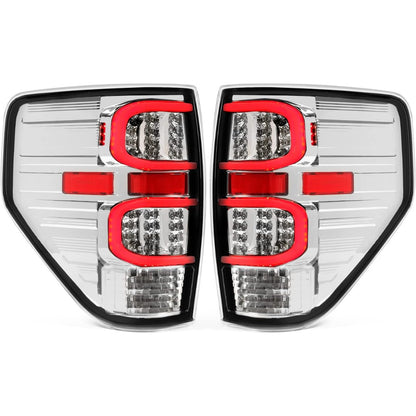HECASA LED Rear Tail Light Compatible with 2009-2014 Ford F150 LED Tube Bar LH&RH Clear Lens lamp Plastic Running/Brake/Reverse Light Turn Signal Replacement for FO2818143