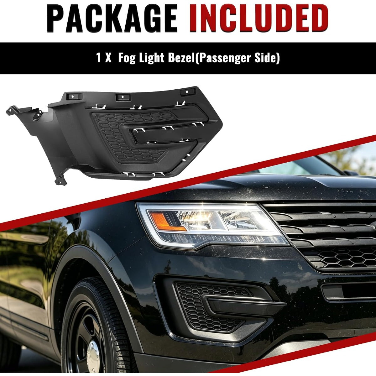 HECASA Fog Light Bezel Compatible with Explorer/Police Interceptor Utility
