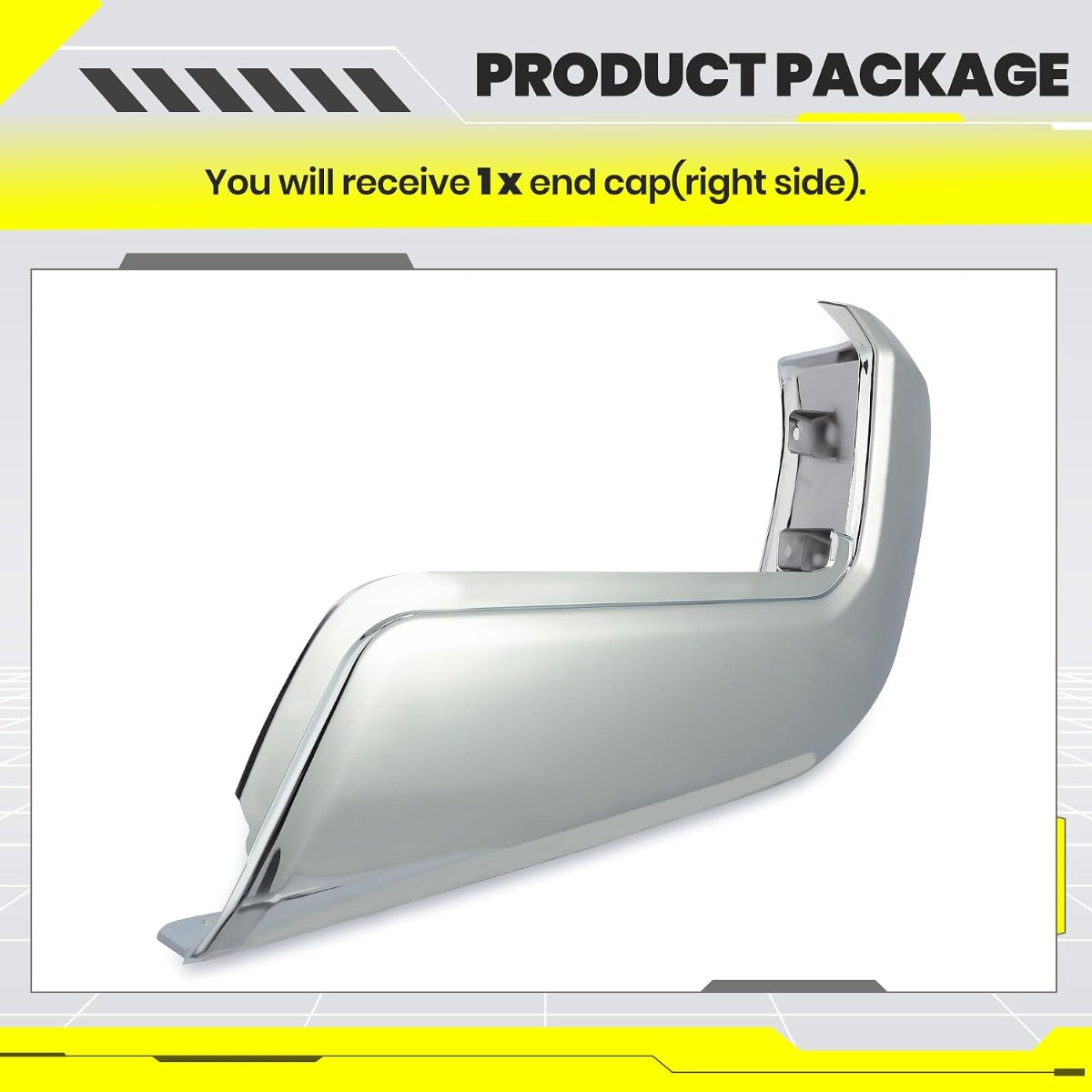 KUAFU Rear Bumper End Caps RH Compatible with 2016-2023 Toyota Tacoma w/o Parking Sensors Holes Chrome Covers Corner Extension Replacement for TO1105131