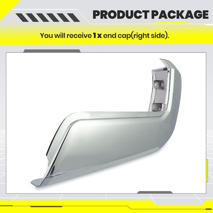 KUAFU Rear Bumper End Caps RH Compatible with 2016-2023 Toyota Tacoma w/o Parking Sensors Holes Chrome Covers Corner Extension Replacement for TO1105131
