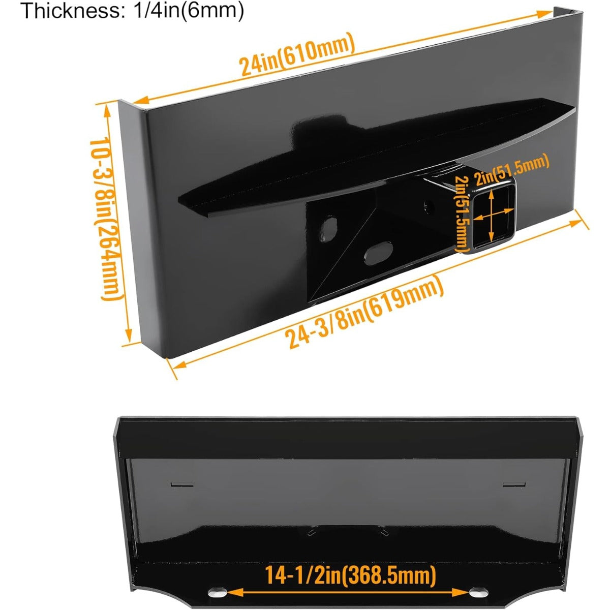 1/4 Inches Mini Skid Steer Attachment Plate Compatible with Boxer Ramrod Toro Dingo Ditch Witch Finn Thomas Vermeer Tractor Loader Skid Steer 2 Inches Receiver Hitch Mount Plate Steel Black