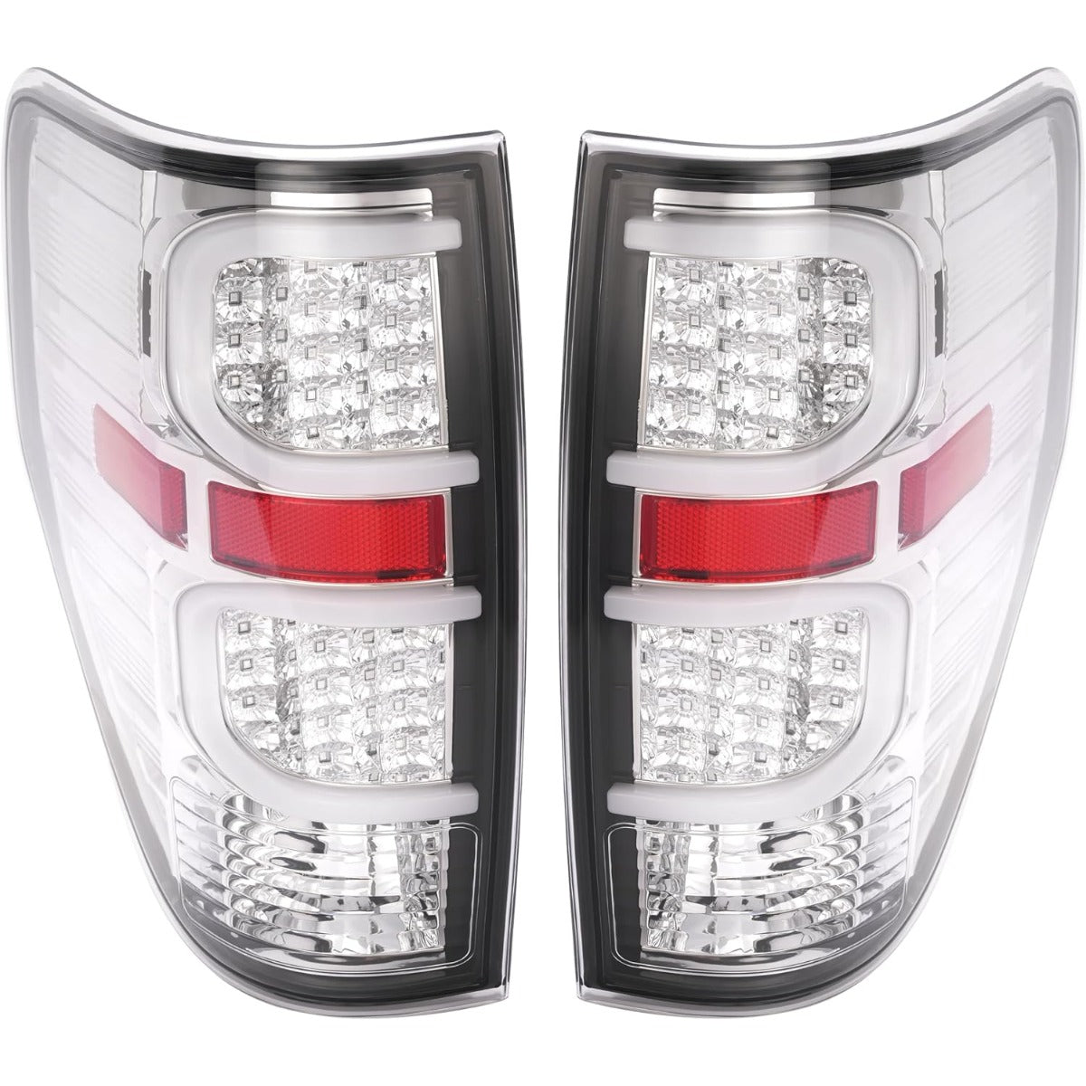 HECASA LED Rear Tail Light Compatible with 2009-2014 Ford F150 LED Tube Bar LH&RH Clear Lens lamp Plastic Running/Brake/Reverse Light Turn Signal Replacement for FO2818143