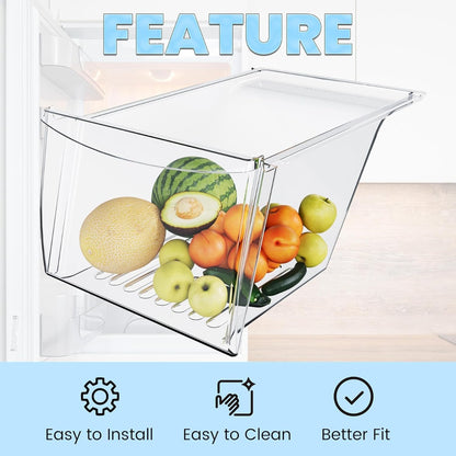 HECASA 240337103 240337102 Refrigerator Crisper Drawer Pan Replacement For 240337105 240337107 240337108 240337109 Refrigerator Pan Shelf Replacement only Plastic (Clear)