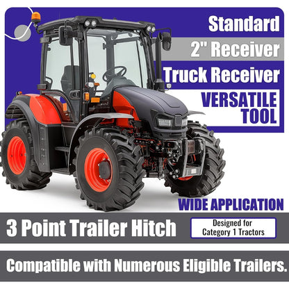 3 Point 2 inch Trailer Hitch Receiver Drawbar for Category 1 Tractors