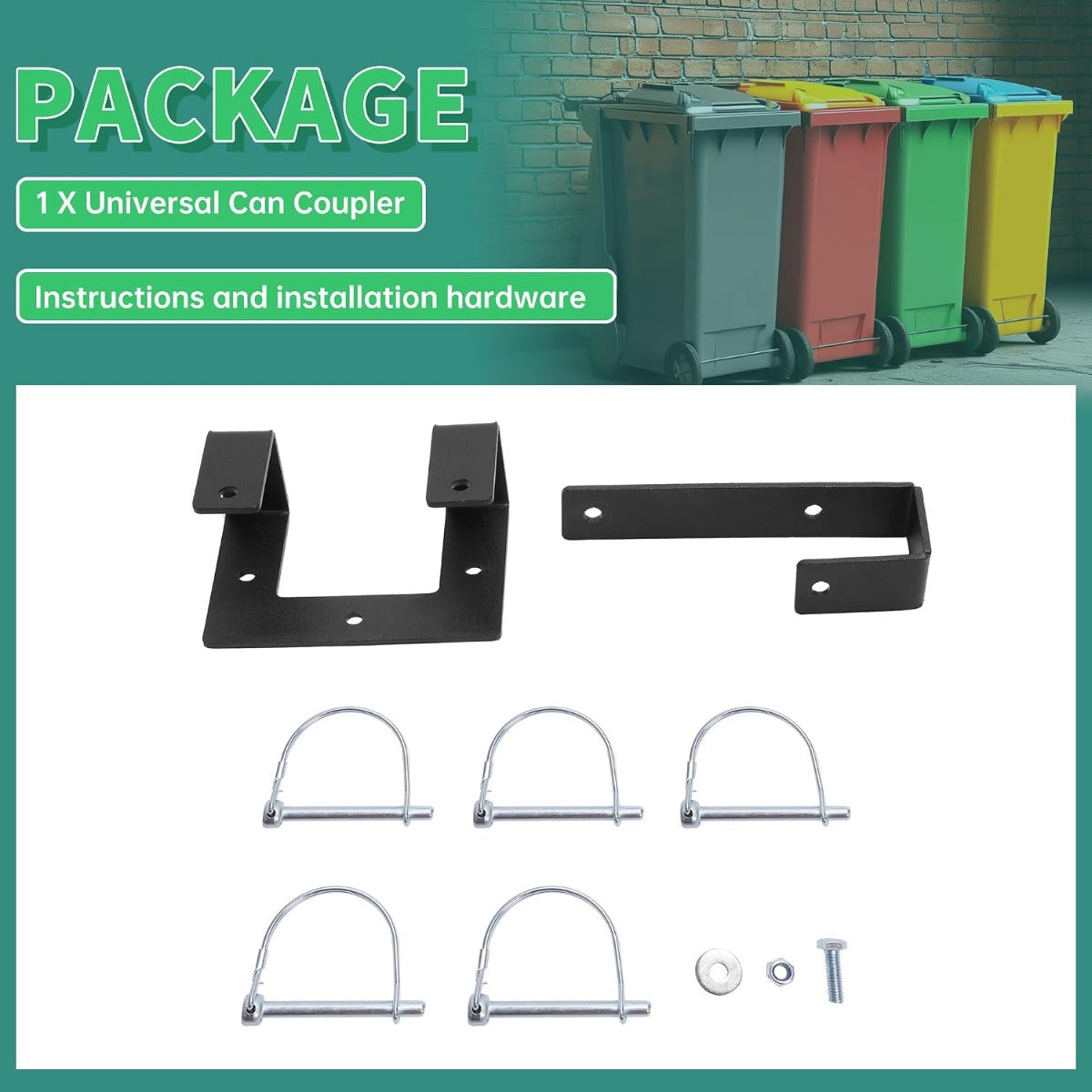KUAFU Universal Can Couplers Receiver Multiple Wheeled Trash/Recyclable