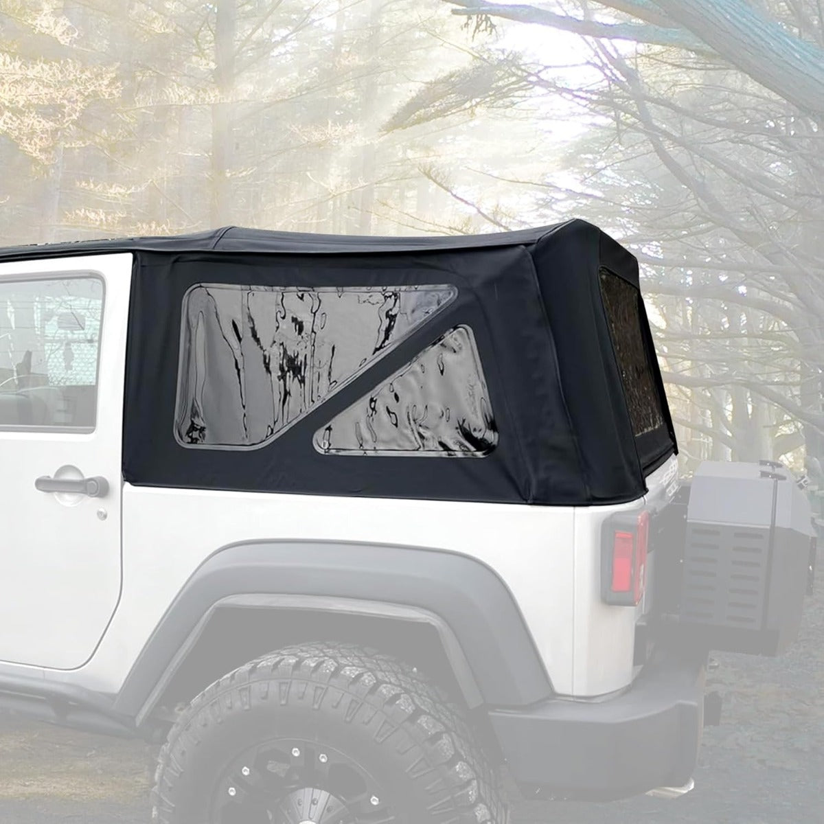 Replacement Soft Top  for  2010-2018 Jeep Wrangler JK 2-Door with Removable Side and Tinted Window, Black Premium Sailcloth Vinyl Soft Roof Cover