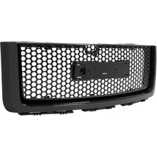 Front Upper Grille & Lower Grill & Molding Compatible with 2007-2013 GMC Sierra 1500 Denali Front Bumper Center Hood Grill Painted Gloss Black 3PCS