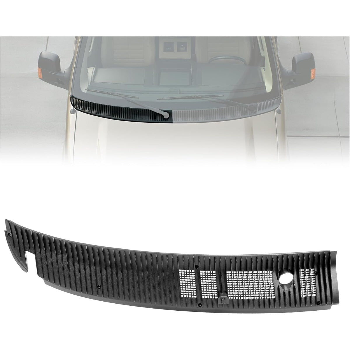 KUAFU Windshield Wiper Cowl Panel Grille Screen Compatible with 1992-2024 Ford E-150 E-250 E-350 Replacement for 8C2Z15022A68AA Windshield Wiper Cowl Cover Trim Panel (Right)