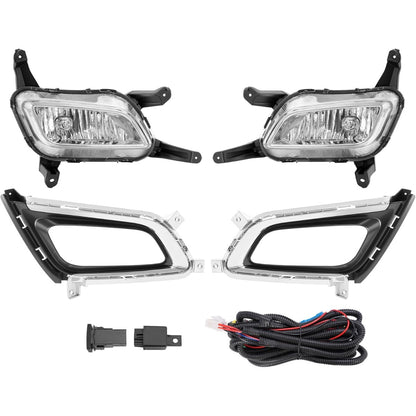 Upper + Lower Grille + Fog Light W/Accessories Compatible with 2014-2015 Kia Optima Bumper Grill and Fog Light Assembly W/Fog Light Bezel+Fog Light Trim+Front Bumper Lip+Grille Trim