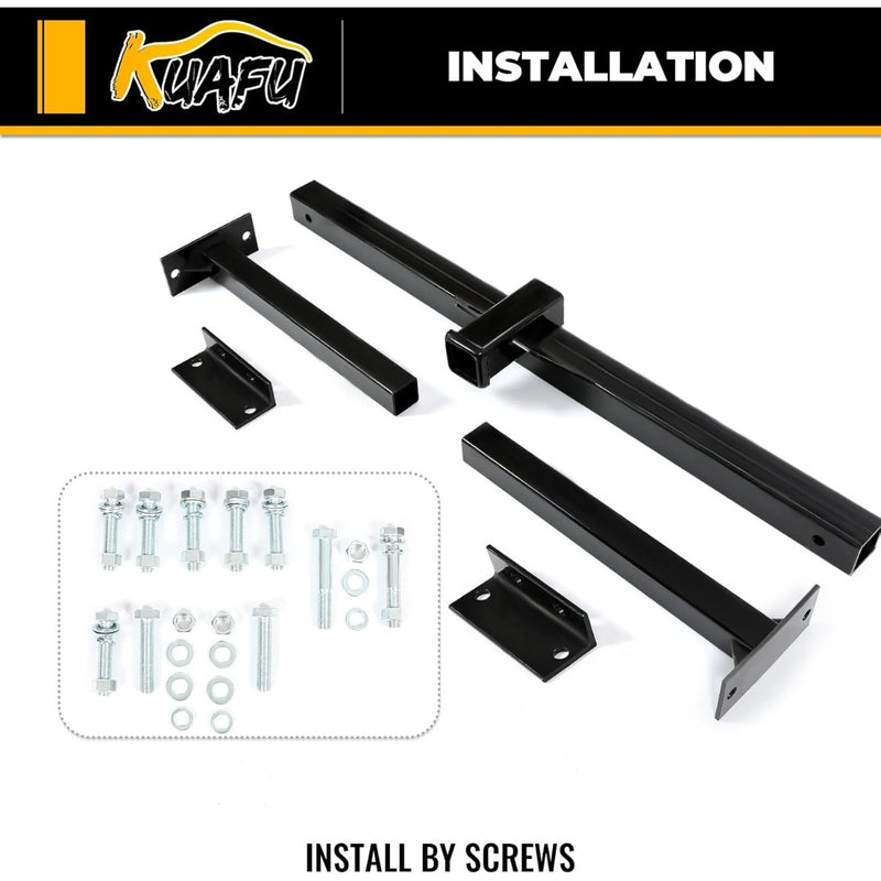 KUAFU 2 Inch Towing Hitch Receiver Adjustable Accessories Trailer Hitch RV Trailers 5th Wheel Camper Bumper Receiver Powder Coated Steel Black LYAM-703S