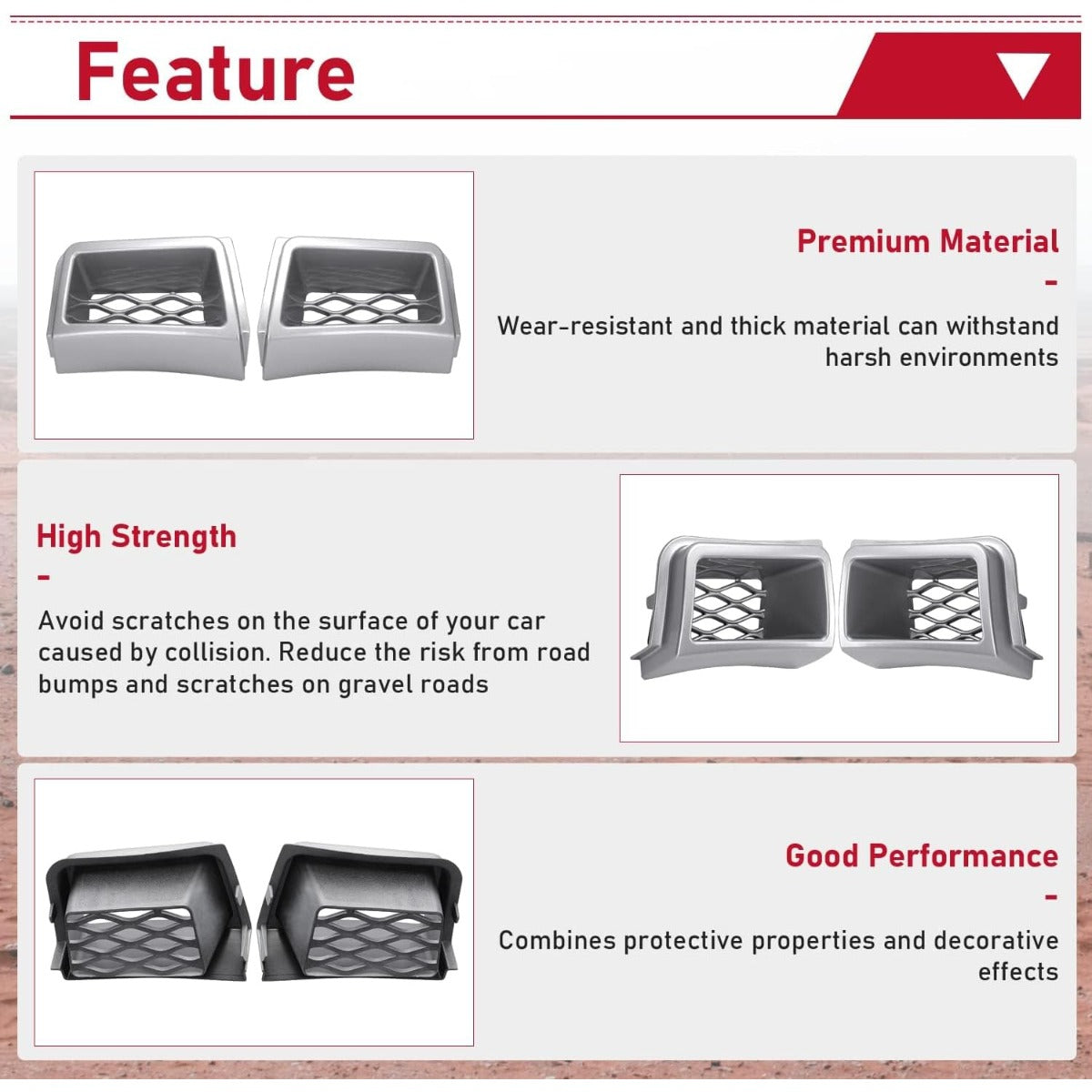 Bumper Caliper Air Duct Set Compatible with 2003-2007 Chevy Silverado 1500 Silver Front Right & Left Air Duct Cover