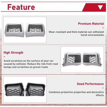 Bumper Caliper Air Duct Set Compatible with 2003-2007 Chevy Silverado 1500 Silver Front Right & Left Air Duct Cover