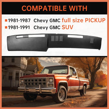 Black Dashboard Cover Compatible with 1981-1991 Chevrolet GMC C/K/R/V Truck/SUV Pickup Car Interior Dash Pad Cap