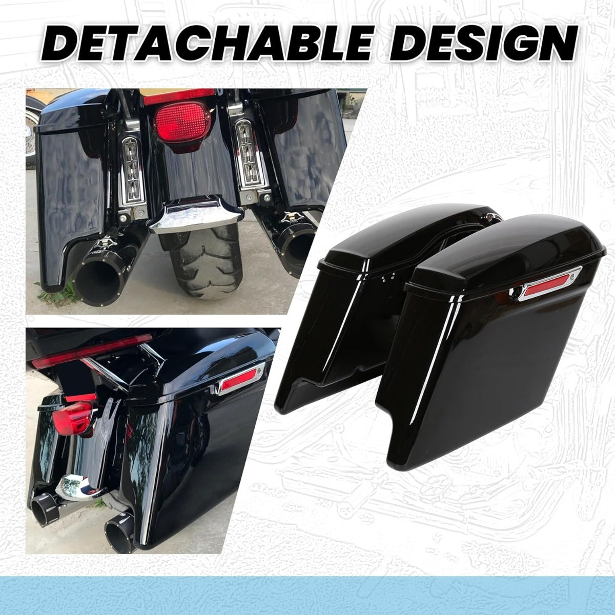 5" Saddlebags Extended Stretched Hard Saddle Bags for  2014-2024 Harley Touring Road King Glide Electra Street Glide CVO Ultra Classic