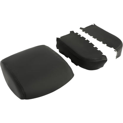 KUAFU Center Console & Front Door Armrest Cover Kit Compatible with 2009-2015 Honda Pilot Console Lid Cover Pad Replacement PVC Black