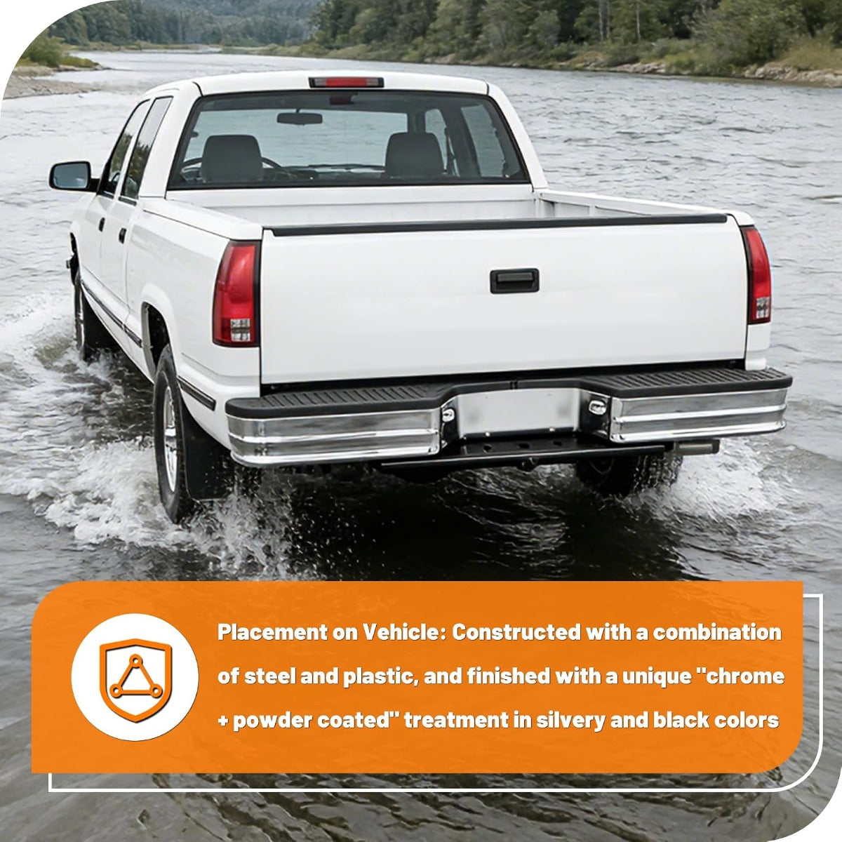 KUAFU Rear Bumper Compatible with 1967-1991 Chevy Chevrolet GMC C/K Fleetside,1972-1993 Dodge Fleetside Ram charger 1967-1998 Ford Bronco F250 F350HD Super Duty F-Series Styleside Silvery