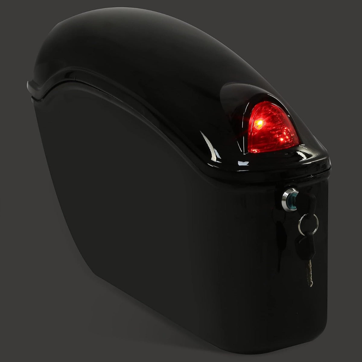 Black Universal Hard Saddle Bag Trunk Tail Box w/Top Rack & Backrest & Tail Light for Yamaha Cruiser