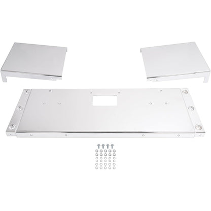 ALMULOO 20 Inch Front Bumper Assembly Compatible with 1987-2007 Peterbilt 357 378 379 Square Bumper w/Boxed End, Mounting Holes & Tow Holes, Without Fog Light Holes, 3PCS Chrome Steel Silver