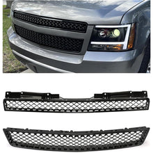 Upper & Lower Mesh Grille Compatible with 2007-2014 Chevy Chevrolet Avalanche Tahoe Suburban 1500 2500 Replacement for GM1200591 GM1200596 GM1200563 GM1200590 GM1200609 - Painted Black