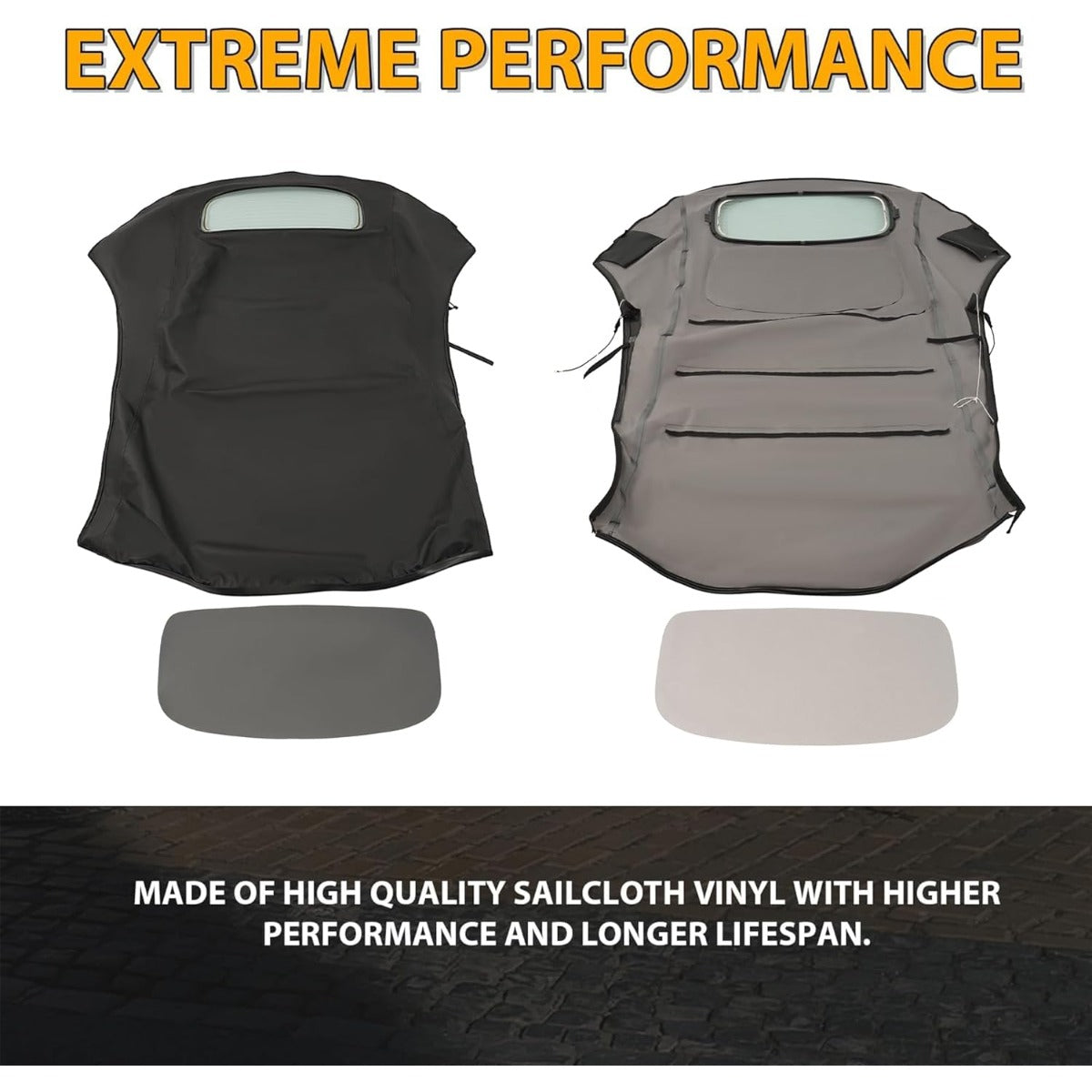 Convertible Soft Top for 2003-2010 Volkswagen Beetle, Soft Roof Replacement with Clear Heated Glass Window, Premium Grade Black Sailcloth Vinyl