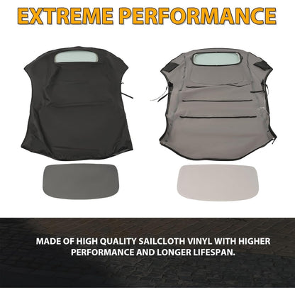 Convertible Soft Top for 2003-2010 Volkswagen Beetle, Soft Roof Replacement with Clear Heated Glass Window, Premium Grade Black Sailcloth Vinyl