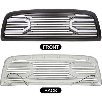 Front Bumper Grill Compatible with 2009-2012 Dodge Ram 1500 Hood Grille Replacement Shell (Black, W/Light)