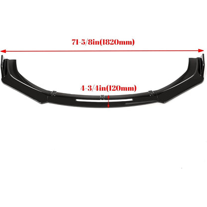 Kojem 3Pcs Front Bumper Lip Compatible with 2016-2021 Honda Civic 10th 4DR Sedan Under Chin Spoiler Plastic (Gloss Black)