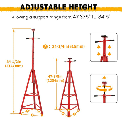 Adjustable Under Hoist Tripod Stand 2 Ton High Lift Jack Stand Reach Underhoist Support Stand 4000lbs Capacity Lift Stand for Car Lift High-Position Lift Range 47.4"-84.5"