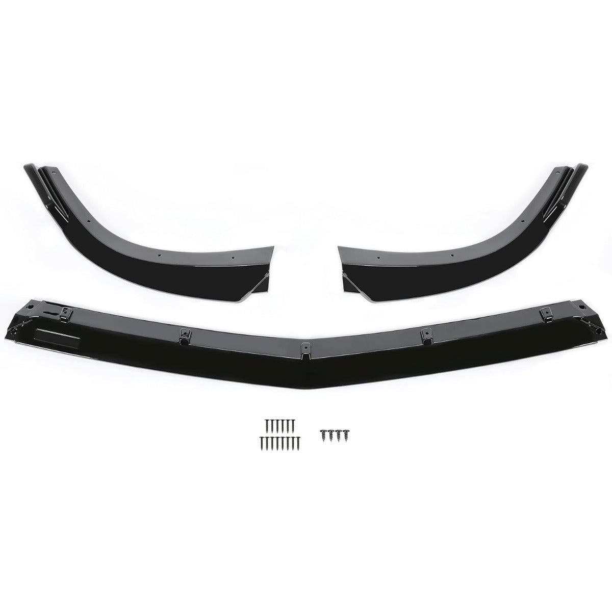 KUAFU 3Pcs Front Bumper Lip Splitter Compatible with 2012-2014 Mercedes Benz W204 C180 C200 C220 C250 C300 Sport Models Under Chin Spoiler Air Dam (Black)